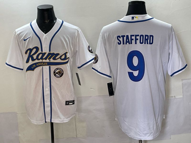 Men 2025 Los Angeles Rams #9 Stafford white Joint Name Nike Limited NFL Jersey style 006